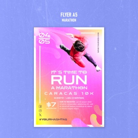 马拉松主题传单A5模板设计